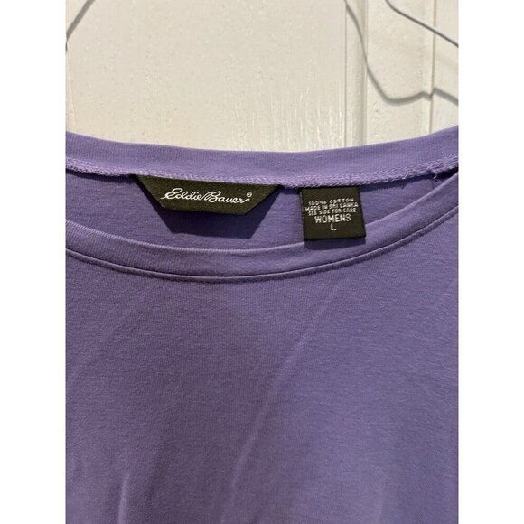 2 Eddie Bauer Tops long sleeve Crew Neck Tee Black and Lavender Both size Large - Picture 7 of 9